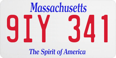 MA license plate 9IY341