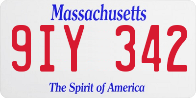 MA license plate 9IY342