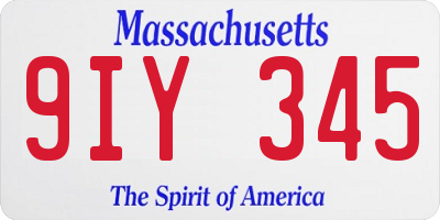 MA license plate 9IY345