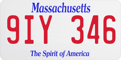 MA license plate 9IY346