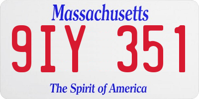 MA license plate 9IY351