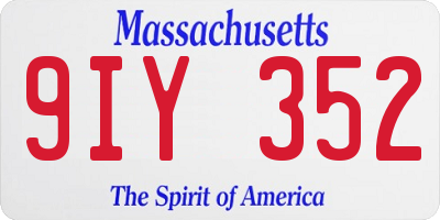 MA license plate 9IY352