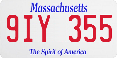 MA license plate 9IY355