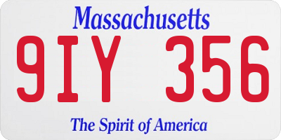 MA license plate 9IY356