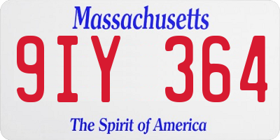 MA license plate 9IY364