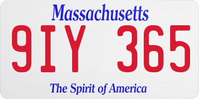 MA license plate 9IY365
