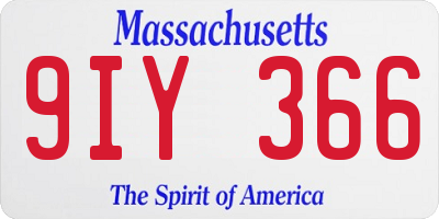 MA license plate 9IY366