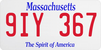 MA license plate 9IY367