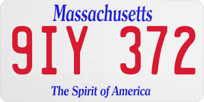 MA license plate 9IY372
