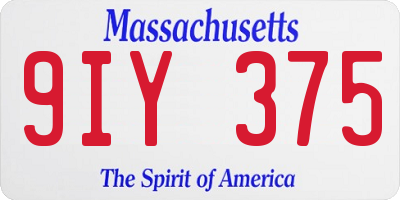 MA license plate 9IY375
