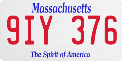 MA license plate 9IY376