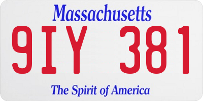 MA license plate 9IY381
