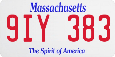 MA license plate 9IY383