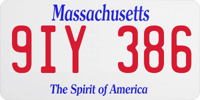MA license plate 9IY386