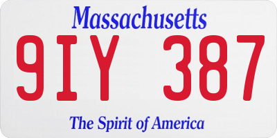 MA license plate 9IY387