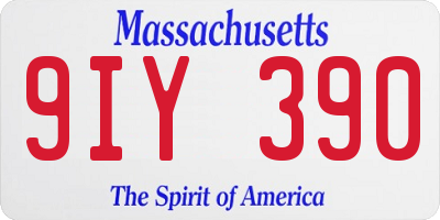 MA license plate 9IY390