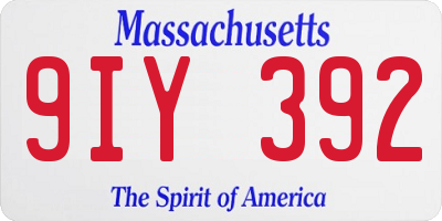 MA license plate 9IY392
