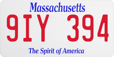 MA license plate 9IY394