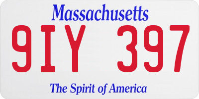 MA license plate 9IY397