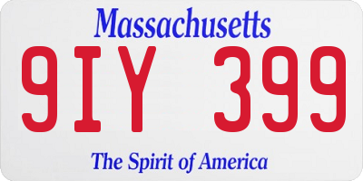 MA license plate 9IY399