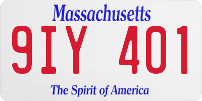 MA license plate 9IY401