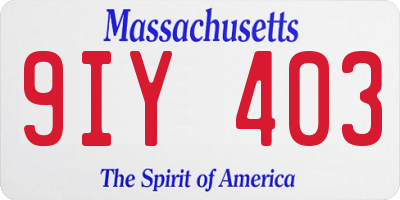 MA license plate 9IY403