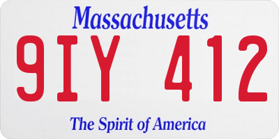 MA license plate 9IY412