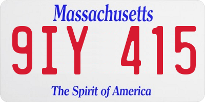 MA license plate 9IY415