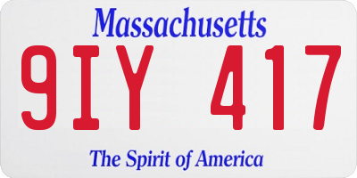 MA license plate 9IY417