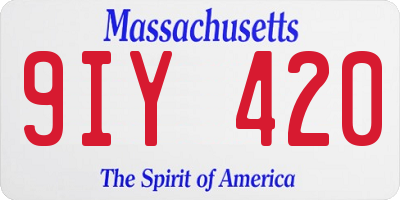 MA license plate 9IY420