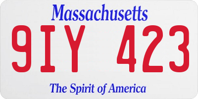 MA license plate 9IY423