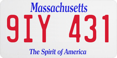 MA license plate 9IY431