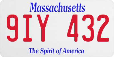 MA license plate 9IY432