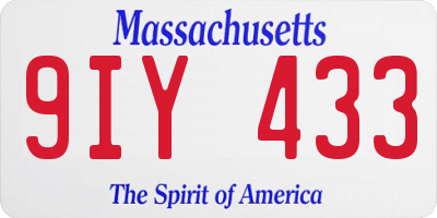 MA license plate 9IY433