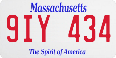 MA license plate 9IY434
