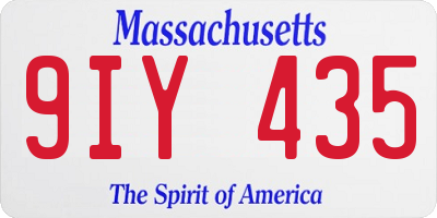 MA license plate 9IY435