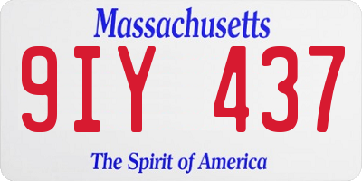 MA license plate 9IY437
