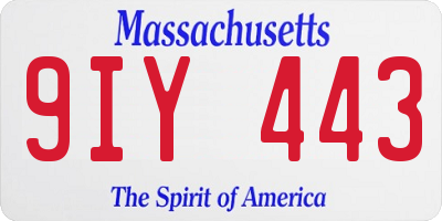 MA license plate 9IY443