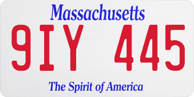 MA license plate 9IY445