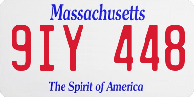 MA license plate 9IY448