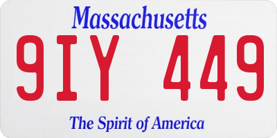 MA license plate 9IY449