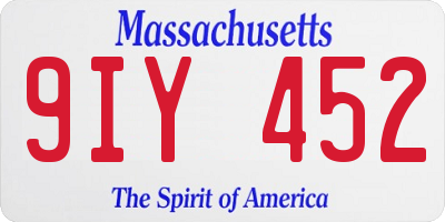 MA license plate 9IY452