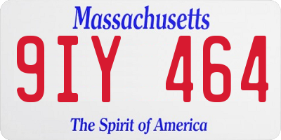 MA license plate 9IY464