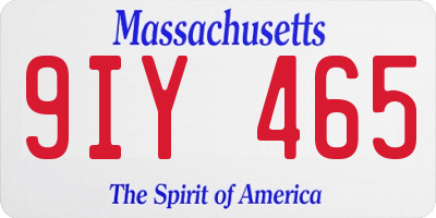 MA license plate 9IY465