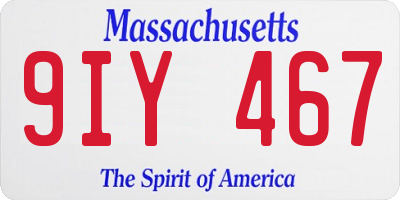 MA license plate 9IY467