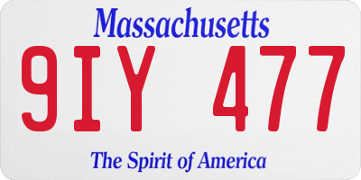 MA license plate 9IY477