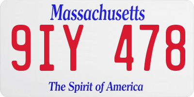 MA license plate 9IY478
