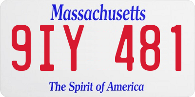 MA license plate 9IY481