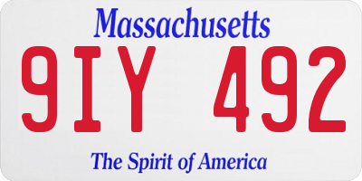MA license plate 9IY492