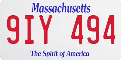 MA license plate 9IY494